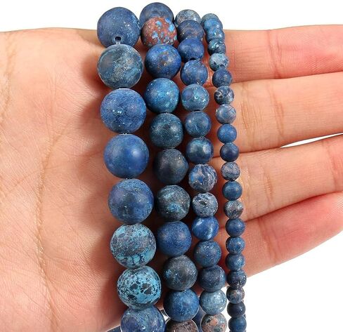60pcs Natural Matte American Turquoise Gemstone Beads，6mm Frosted Round Loose Stone Beads for Jewelry Making Earring Bracelet Necklace DIY Crafts in Saudi Arabia