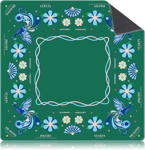 Seenelling Mahjong Mat مع قواعد عدم الانزلاق للحد من الضوضاء حصيرة الألعاب متعددة الأغراض غطاء طاولة الألعاب لألعاب بلاط لوحة بطاقة Mahjong (زهرة) in Kuwait