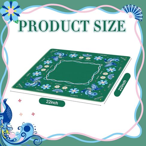 Seenelling Mahjong Mat مع قواعد عدم الانزلاق للحد من الضوضاء حصيرة الألعاب متعددة الأغراض غطاء طاولة الألعاب لألعاب بلاط لوحة بطاقة Mahjong (زهرة) in Kuwait