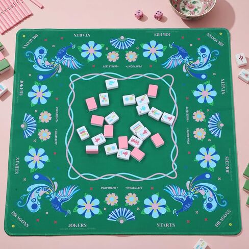 Seenelling Mahjong Mat مع قواعد عدم الانزلاق للحد من الضوضاء حصيرة الألعاب متعددة الأغراض غطاء طاولة الألعاب لألعاب بلاط لوحة بطاقة Mahjong (زهرة) in Kuwait