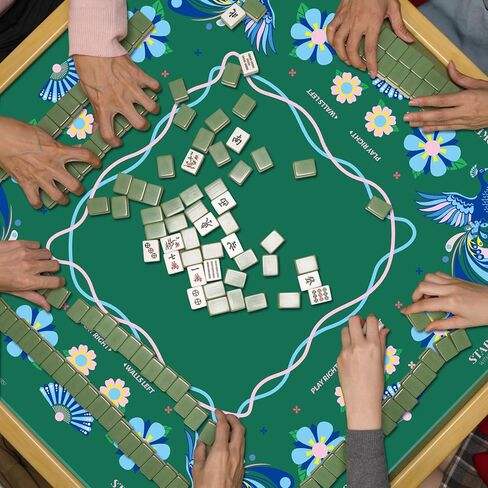 Seenelling Mahjong Mat مع قواعد عدم الانزلاق للحد من الضوضاء حصيرة الألعاب متعددة الأغراض غطاء طاولة الألعاب لألعاب بلاط لوحة بطاقة Mahjong (زهرة) in Kuwait