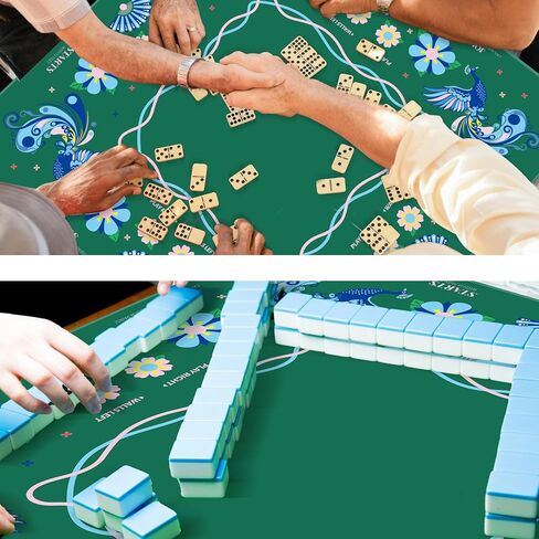 Seenelling Mahjong Mat مع قواعد عدم الانزلاق للحد من الضوضاء حصيرة الألعاب متعددة الأغراض غطاء طاولة الألعاب لألعاب بلاط لوحة بطاقة Mahjong (زهرة) in Kuwait
