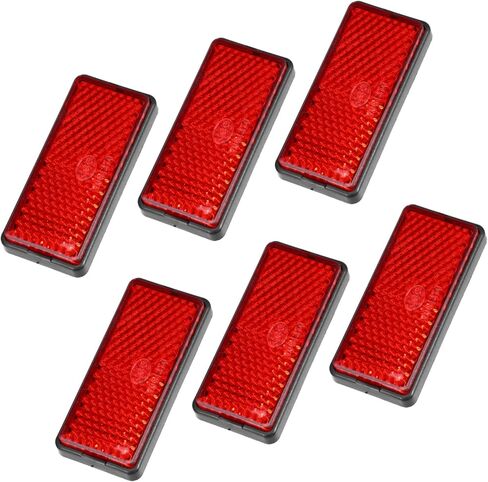 6 Pcs Rectangular Stick-on Safety Spoke Reflective Self Adhesive Reflector for Gate Posts Cars Trailer Motorcycle Trucks Boat Bicycle Bike Red Replacement Car Parts in Kuwait