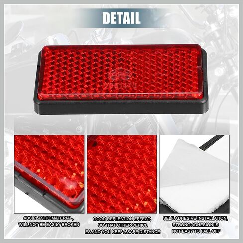 6 Pcs Rectangular Stick-on Safety Spoke Reflective Self Adhesive Reflector for Gate Posts Cars Trailer Motorcycle Trucks Boat Bicycle Bike Red Replacement Car Parts in Kuwait