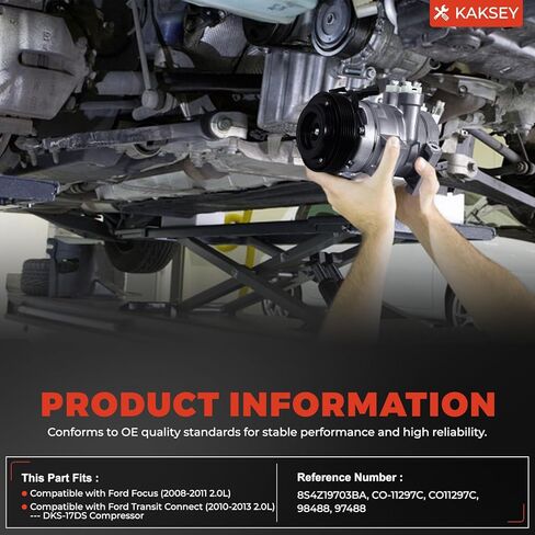 ضاغط مكيف هواء مع قابض، متوافق مع Ford Focus 2.0L 2008-2011، متوافق مع Ford Transit Connect 2.0L 2010-2013، مع ضاغط DKS-17DS in Kuwait
