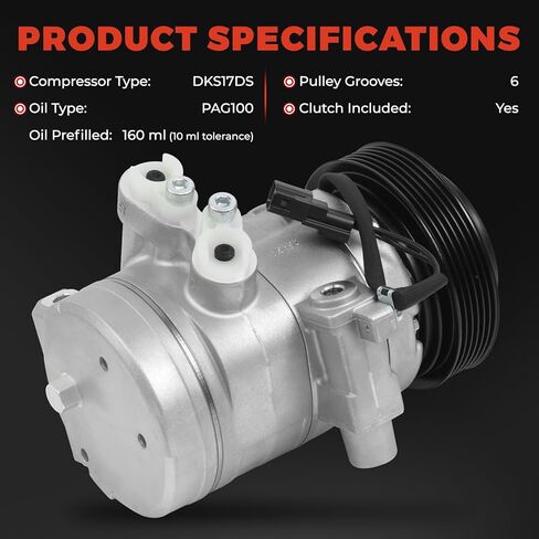 ضاغط مكيف هواء مع قابض، متوافق مع Ford Focus 2.0L 2008-2011، متوافق مع Ford Transit Connect 2.0L 2010-2013، مع ضاغط DKS-17DS in Kuwait