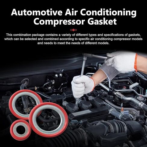 30PCS Air Conditioning Compressor Port Seal Washer, High Temperature Resistant A/C Compressor Cooling Pump Seals, 3 Specification Leak-proof Gaskets, for Most Cars Trucks (Red) in Saudi Arabia