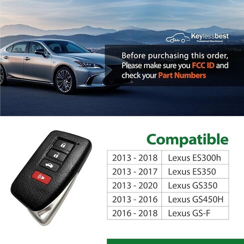 استبدال لـ 2015 2016 2017 2018 2019 2020 Smart Proximity Lexus ES300h ES350 GS350 GS450H GS-F GNE 281451-0020 مفتاح اللوحة Fob HYQ14FBA 315MHz 4 أزرار in Kuwait