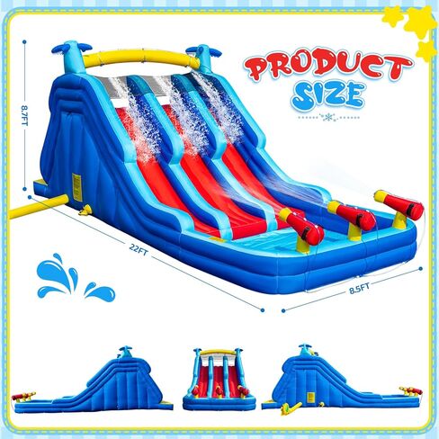 22FT Oxford Inflatable Water Slide Family Version of Water Park Equipped with a Pool Climbing Area and Slide Track Suitable for Summer Swimming Pool Parties and Family Gatherings （Include Blower） in Saudi Arabia