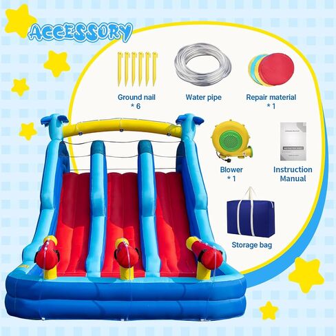 22FT Oxford Inflatable Water Slide Family Version of Water Park Equipped with a Pool Climbing Area and Slide Track Suitable for Summer Swimming Pool Parties and Family Gatherings （Include Blower） in Saudi Arabia