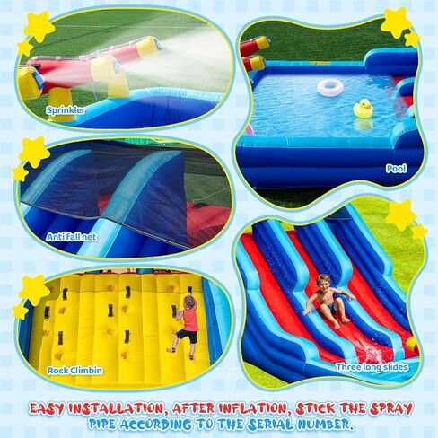 22FT Oxford Inflatable Water Slide Family Version of Water Park Equipped with a Pool Climbing Area and Slide Track Suitable for Summer Swimming Pool Parties and Family Gatherings （Include Blower） in Saudi Arabia