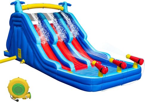 22FT Oxford Inflatable Water Slide Family Version of Water Park Equipped with a Pool Climbing Area and Slide Track Suitable for Summer Swimming Pool Parties and Family Gatherings （Include Blower） in Saudi Arabia