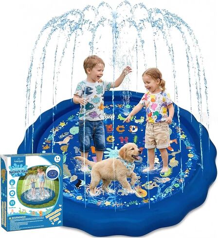 KiddoSpace Splash Pad Sprinkler for Kids and Dogs – 67" Baby Splash Pad for Toddlers 1-3, Crazy Daisy Sprinkler, Non-Slip BPA-Free Outdoor Water Play Mat, Repair Kit Included in Saudi Arabia
