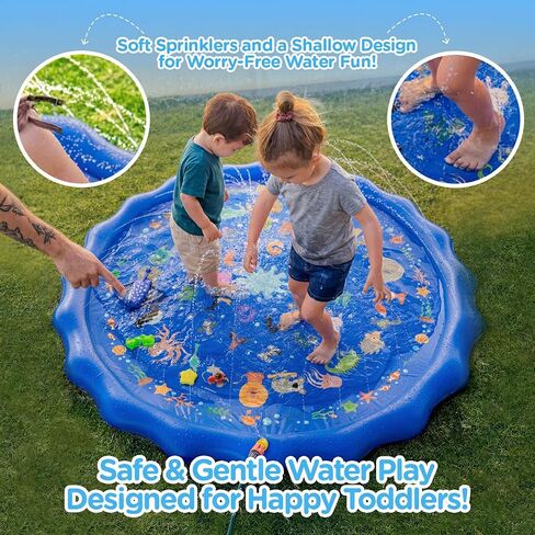 KiddoSpace Splash Pad Sprinkler for Kids and Dogs – 67" Baby Splash Pad for Toddlers 1-3, Crazy Daisy Sprinkler, Non-Slip BPA-Free Outdoor Water Play Mat, Repair Kit Included in Saudi Arabia