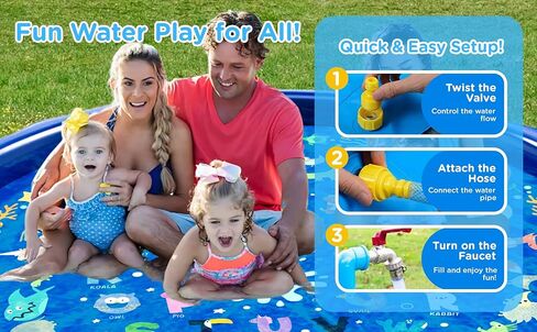 KiddoSpace Splash Pad Sprinkler for Kids and Dogs – 67" Baby Splash Pad for Toddlers 1-3, Crazy Daisy Sprinkler, Non-Slip BPA-Free Outdoor Water Play Mat, Repair Kit Included in Saudi Arabia