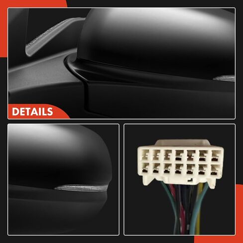 A-Premium Passenger Side Power Door Mirror - Compatible with Honda Pilot 2019-2022, Passport 2019-2023 - Heated Manual Folding Black Outside Rear View Mirror w/Turn Signal Light in Kuwait