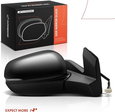 A-Premium Passenger Side Power Door Mirror - Compatible with Honda Pilot 2019-2022, Passport 2019-2023 - Heated Manual Folding Black Outside Rear View Mirror w/Turn Signal Light in Kuwait