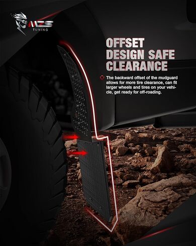 MZS شاحنة الطين اللوحات سبلاش الحرس متوافق مع F150 / F150 البرق / F250 / F350 / سوبر واجب واجب، إزاحة لا الحفر Mudflaps واقيات الطين 12 "واسعة لالتقاط، الأمامي والخلفي، حزمة من 4 in Kuwait