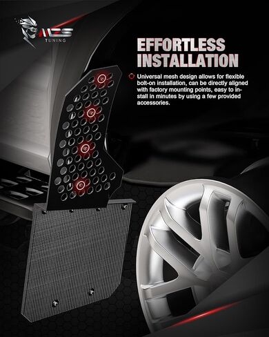 MZS شاحنة الطين اللوحات سبلاش الحرس متوافق مع F150 / F150 البرق / F250 / F350 / سوبر واجب واجب، إزاحة لا الحفر Mudflaps واقيات الطين 12 "واسعة لالتقاط، الأمامي والخلفي، حزمة من 4 in Kuwait
