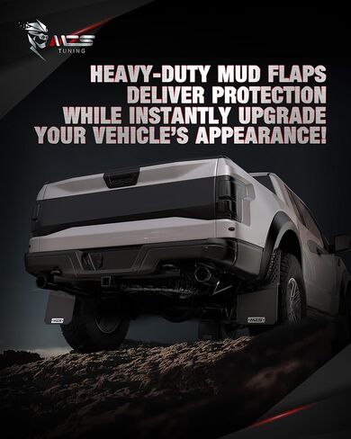 MZS شاحنة الطين اللوحات سبلاش الحرس متوافق مع F150 / F150 البرق / F250 / F350 / سوبر واجب واجب، إزاحة لا الحفر Mudflaps واقيات الطين 12 "واسعة لالتقاط، الأمامي والخلفي، حزمة من 4 in Kuwait