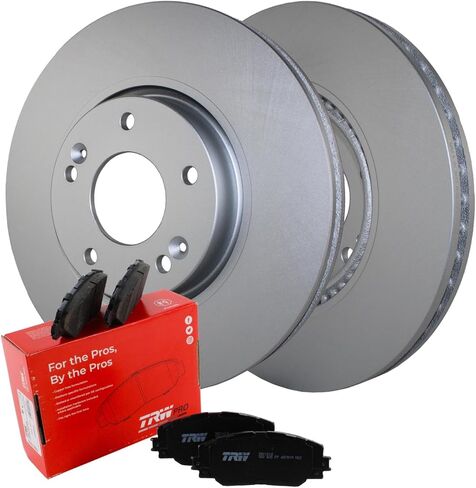 Coated Vented 300mm Disc Rotors and TRW Pro Ceramic Slotted Pad Set with Hardware and Acoustic Sensors Front Brake Kit For Hyundai Sonata Kia Optima Front Wheel Drive FWD 2011-2015 in Saudi Arabia