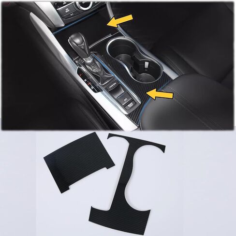 MUXEE قطعتان من وحدة التحكم المركزية ناقل الحركة الأوتوماتيكي وغطاء حامل أكواب لـ Acura TLX 2015-2020 - ملحقات داخلية رياضية من ألياف الكربون ABS (مع رافعة ناقل الحركة) in Kuwait