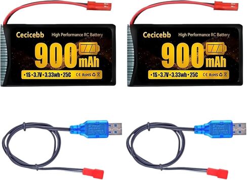3.7V Lipo Battery 900mah Rechargeable with JST Plug for MJX Syma Holy Stone Sky Viper RC Quadcopter Drone X56W X400 X400W X300C X400C X800 HS110 HS200 S670 2 Pack Drone Batteries in Saudi Arabia