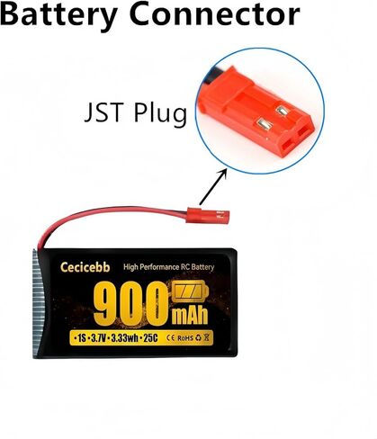 3.7V Lipo Battery 900mah Rechargeable with JST Plug for MJX Syma Holy Stone Sky Viper RC Quadcopter Drone X56W X400 X400W X300C X400C X800 HS110 HS200 S670 2 Pack Drone Batteries in Saudi Arabia