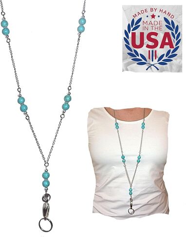 Women's Strong Stainless Steel Chain Lanyard, 34" Made in USA, ID Badge Card Holder Teacher Nurse Cruise Keys Phone in Saudi Arabia