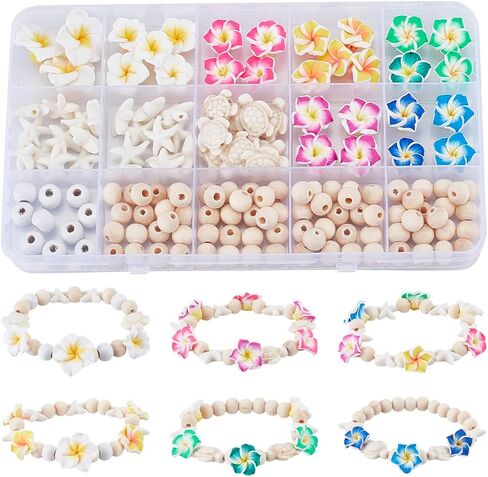 SUNNYCLUE 1 Box 148Pcs 6 Sets Summer Bracelet Making Kit Turquoise Turtle Beads Seestern Ocean Beach Hawaii Plumeria Flower Round Beads for Jewelry Making Necklace Adults Supplies Women Beginner in Saudi Arabia