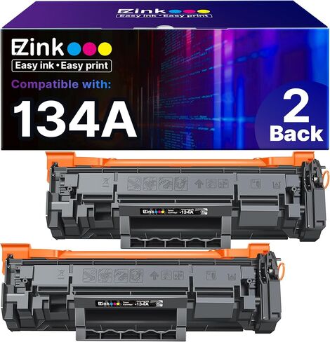 خرطوشة حبر E-Z Ink 134A سوداء (مع رقاقة) بديلة لخرطوشة الحبر HP 134A 134X W1340A W1340X المتوافقة مع طابعة HP LaserJet Pro M209dw MFP M234dw M234sdw M234sdn (2 خلفي) in Kuwait