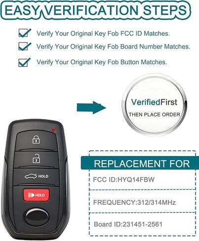 Smart Key Fob for Toyota Corolla 2023-2025, FengRKey Remote Control Key Fob Compatible for Toyota Corolla 2023-2025 HYQ14FBW 8990H-AQ010 8990H-02350 281451-2561 in Saudi Arabia