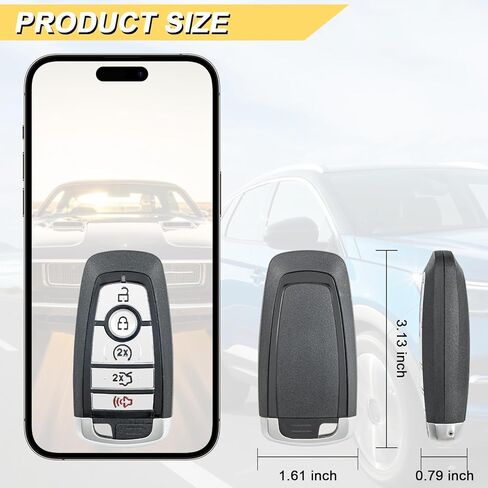 استبدال Vurkcy Key Fob لـ 2017-2022 Ford Mustang/ 17-21 Fusion Car التحكم عن بعد للدخول بدون مفتاح، M3N-A2C93142600 M3N-A2C931426، 5 أزرار in Kuwait
