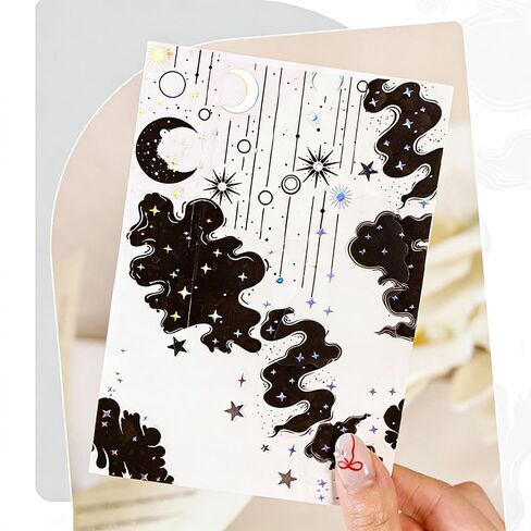 3 Rolls Starry Sky Poet PET Tape Stickers for Journaling Supplies Vintage Moon Star Aesthetic Washi Tape Stickers Transparent Wide Washi Tapes Scrapbook Washitape Decorative Tapes for DIY Collage in Saudi Arabia