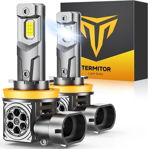 مصابيح Termitor 2026 الجديدة المحسنة H11/H8/H9، 𝟖𝟎𝟎𝟎𝟎𝐋𝐌 𝟏𝟓𝟎𝟎% H11 Led فائقة السطوع 6500K، حجم صغير 1:1 استبدال شعاع الضباب المثبت، Plug-N-Play، عمر 10 سنوات، حزمة من 2 in Kuwait