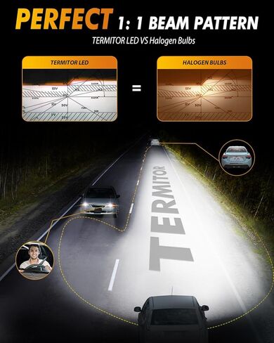 مصابيح Termitor 2026 الجديدة المحسنة H11/H8/H9، 𝟖𝟎𝟎𝟎𝟎𝐋𝐌 𝟏𝟓𝟎𝟎% H11 Led فائقة السطوع 6500K، حجم صغير 1:1 استبدال شعاع الضباب المثبت، Plug-N-Play، عمر 10 سنوات، حزمة من 2 in Kuwait