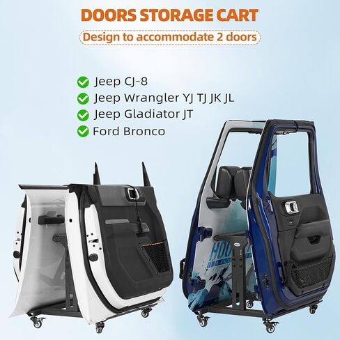 Hooke Road for Jeep Bronco 2 Doors Storage Cart Rack for 1981-2026 Jeep CJ-8 Wrangler YJ TJ JK JL Gladiator JT & 2021-2026 Ford Bronco, Sliding Door Hanger Stand Holder in Kuwait