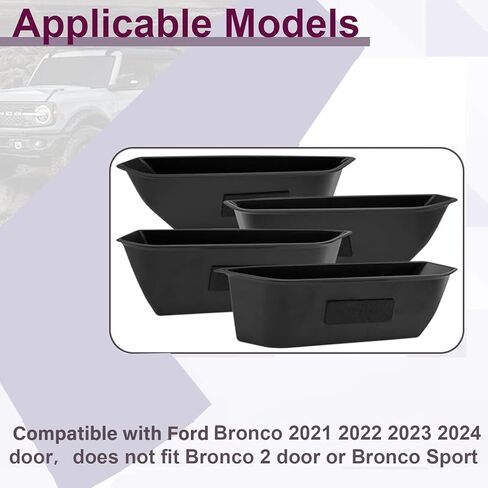 ecocstm 4 PCS Door Handle Storage Organizer, Compatible with Ford Bronco 2021 2022 2023 2024, ABS Door Pockets Tray Organizer Accessories, Front And Rear Handle Inserts Pocket Tray in Saudi Arabia