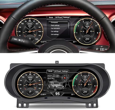 Digital Instrument Cluster Display for Jeep Wrangler JK 2011-2017 Speedometer Upgrade,12.3 inch HD Screen,Plug&Play,Non-Destructive Install,OTA Upgrade,Keep Original Car Data, 4UI+6 Modes,2S Startup in Saudi Arabia