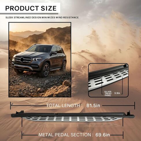 Running Boards Side Steps for 2020-2026 Mercedes-Benz GLE W167 GLE350 GLE450 GLE450e GLE580,Not Fit GLE Coupe Right and Left Aluminum Side Step with Brackets in Saudi Arabia