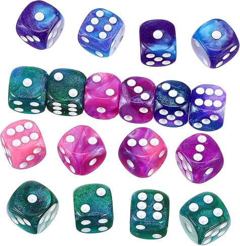 18pcs Acrylic Polyhedra Dice Set, 16mm 6 Sided Standard Colored Game Dices for Table Games Board Games Math Learning Classroom Playing Rolling Parties 3 Color 6 Pieces of Each Color in Saudi Arabia