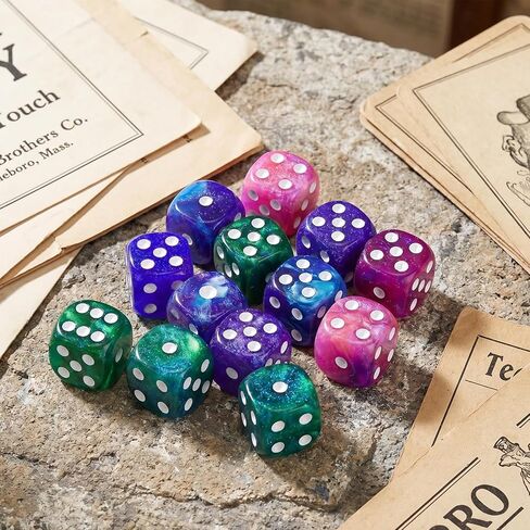 18pcs Acrylic Polyhedra Dice Set, 16mm 6 Sided Standard Colored Game Dices for Table Games Board Games Math Learning Classroom Playing Rolling Parties 3 Color 6 Pieces of Each Color in Saudi Arabia