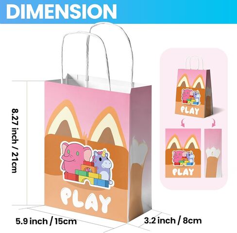 أكياس TimEmbrace Blue Puppy Goodie، عدد 16 حقيبة صغيرة للحفلات وحقائب هدايا لأعياد ميلاد الأطفال ومناسبات العطلات والهدايا، ورق صديق للبيئة قابل لإعادة الاستخدام، 8.27 × 5.9 × 3.2 بوصة in Kuwait