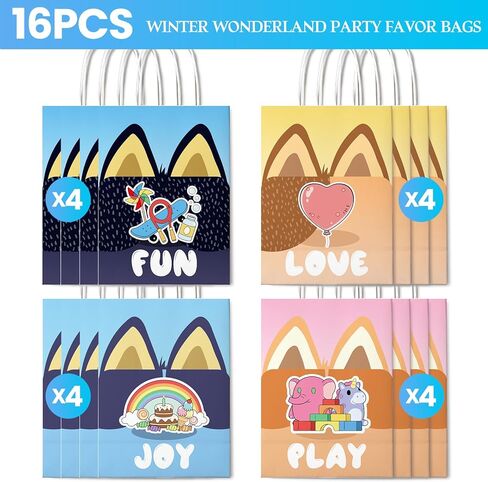 أكياس TimEmbrace Blue Puppy Goodie، عدد 16 حقيبة صغيرة للحفلات وحقائب هدايا لأعياد ميلاد الأطفال ومناسبات العطلات والهدايا، ورق صديق للبيئة قابل لإعادة الاستخدام، 8.27 × 5.9 × 3.2 بوصة in Kuwait