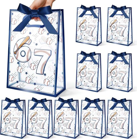 GAWBYET 16 Pcs Softball Goodie Bag Softball Gameday Goodie Gifts Bags with Die Cut Handles and Ribbons Sport Theme Party Favors for Snack Wrapping Birthday Party Supplies 7 x 10 x 3.15'' in Saudi Arabia