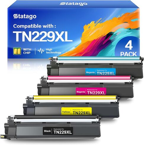 خراطيش حبر TN229XL 229XL متوافقة مع حبر Brother TN229 تعمل مع طابعة Brother MFC-L3780CDW MFC-L3720CDW HL-L3280CDW MFC-L8395CDW HL-L3300CDW HL-L3220CDW HL-L3295CDW (4 حزم BK/C/M/Y) in Kuwait