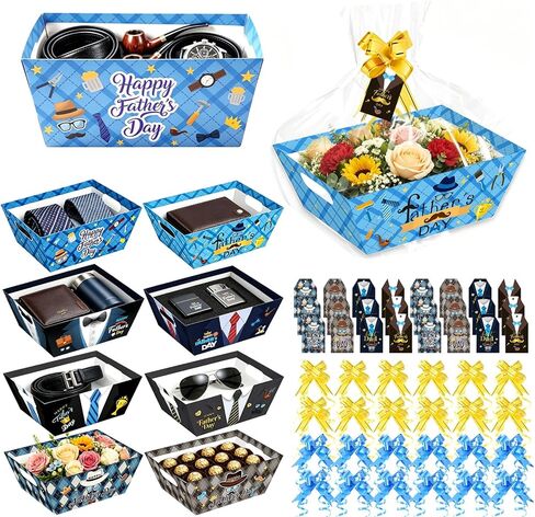 FCKLVMC 12 Pcs Fathers Day Gift Bags with Handle, Fathers Day Gift Bag with Decorative Paper for Men Father'S Day Birthday Party Decor Favor(8.27x6.3x3.15in) in Saudi Arabia