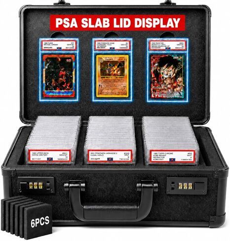 Poshy Graded Card Case with Lock – PSA Slab Case for Sports Cards – 3 Row Graded Card Storage Box with 6 Foam Inserts – Fits PSA, GMA, HGA, NGS, SGC and CSG – Holds up to 480 Top Loaders in Saudi Arabia