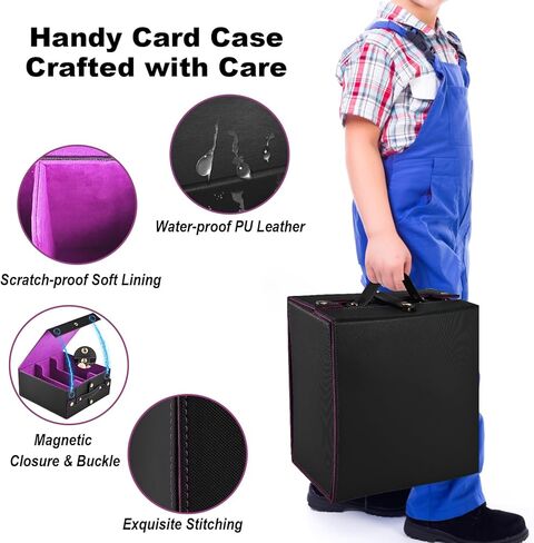 Trading Card Storage Box | 3-Row MTG Deck Box with Handle | Fits 2100+ Single Sleeved | Commander Cards Box for MTG TCG Sport Cards | Foldable Card Holder with 1 Small Card Case 10 Divider 3 Stopper in Saudi Arabia