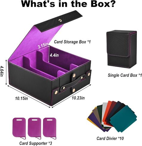Trading Card Storage Box | 3-Row MTG Deck Box with Handle | Fits 2100+ Single Sleeved | Commander Cards Box for MTG TCG Sport Cards | Foldable Card Holder with 1 Small Card Case 10 Divider 3 Stopper in Saudi Arabia